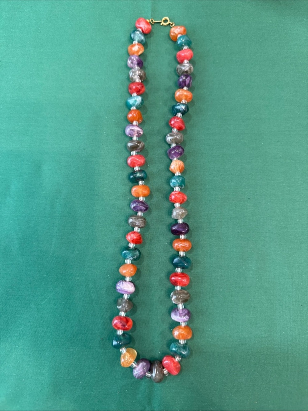 Vintage Avon Multi Color Beaded Lucite Necklace With Spring Ring Clasp 22”